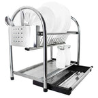 Escurridor de Platos de 2 Niveles en Acero Inoxidable
