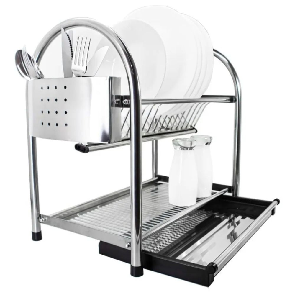Escurridor de Platos de 2 Niveles en Acero Inoxidable
