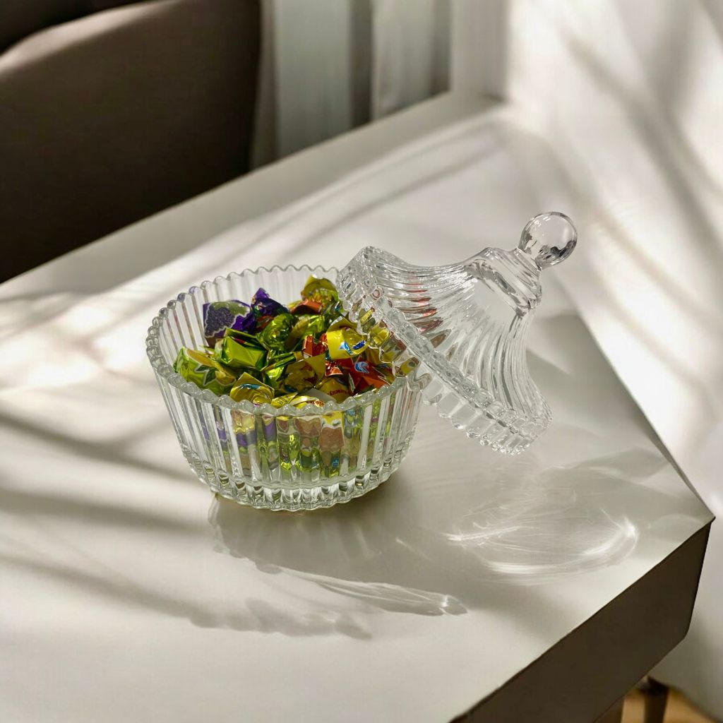 Bombonera de Vidrio con Tapa Clásico