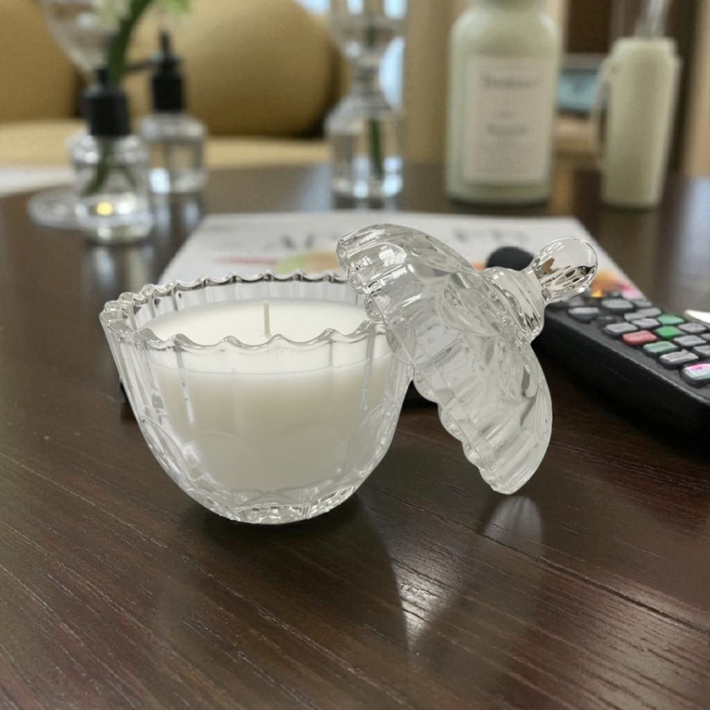 Bombonera De Vidrio Ovalada Con Tapa