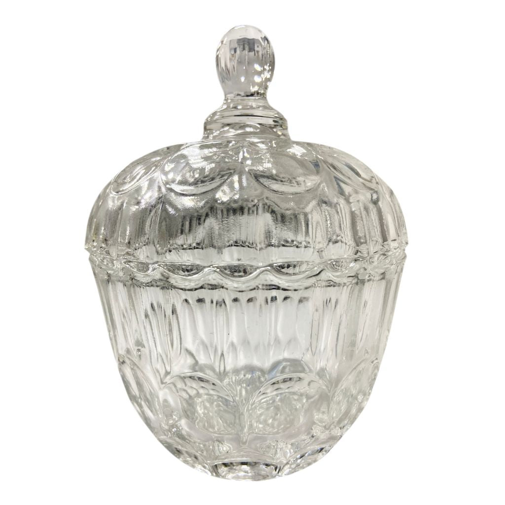 Bombonera De Vidrio Ovalada Con Tapa
