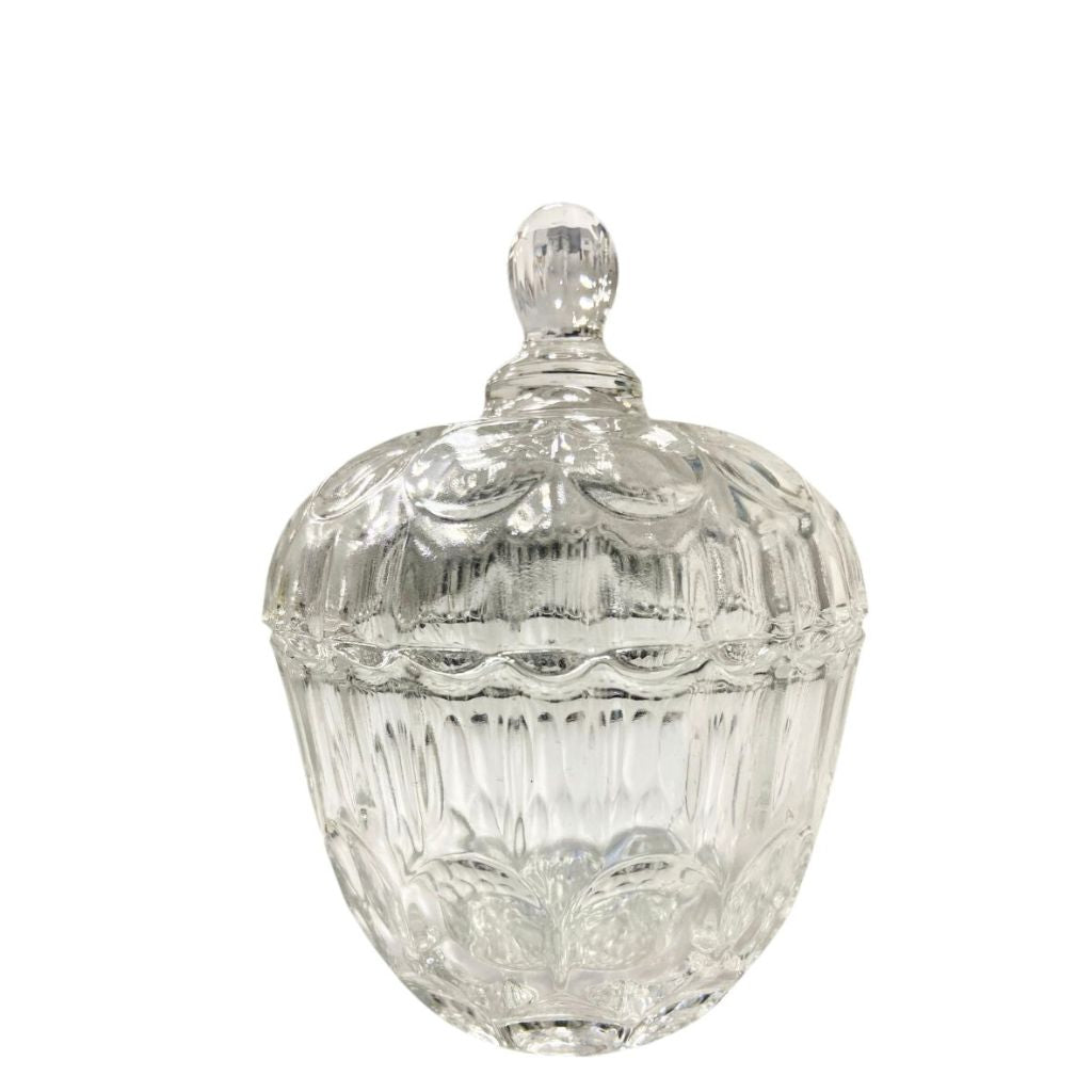 Bombonera De Vidrio Ovalada Con Tapa