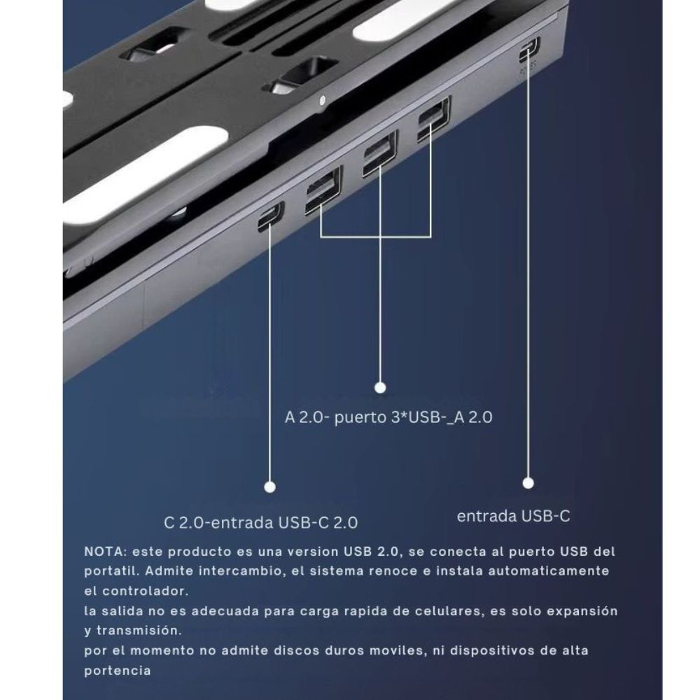 Soporte Ajustable para portatil con USB Integrado