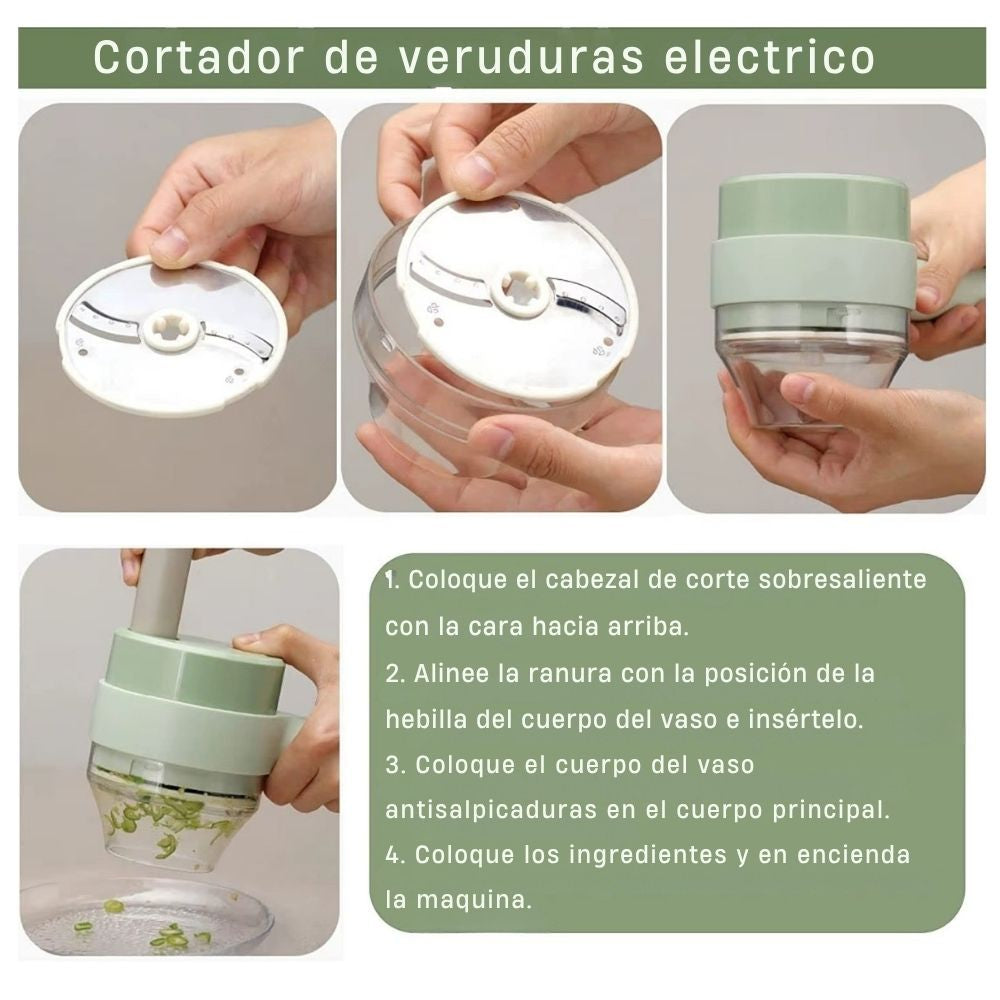 Cortador de Verduras Eléctrico Multifuncional 4 en 1
