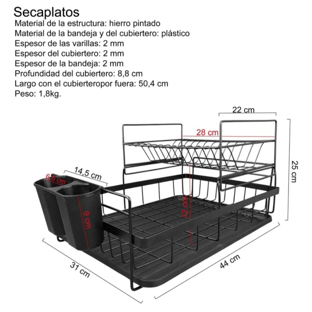 Escurridor de Platos Multifuncional con Cubiertero