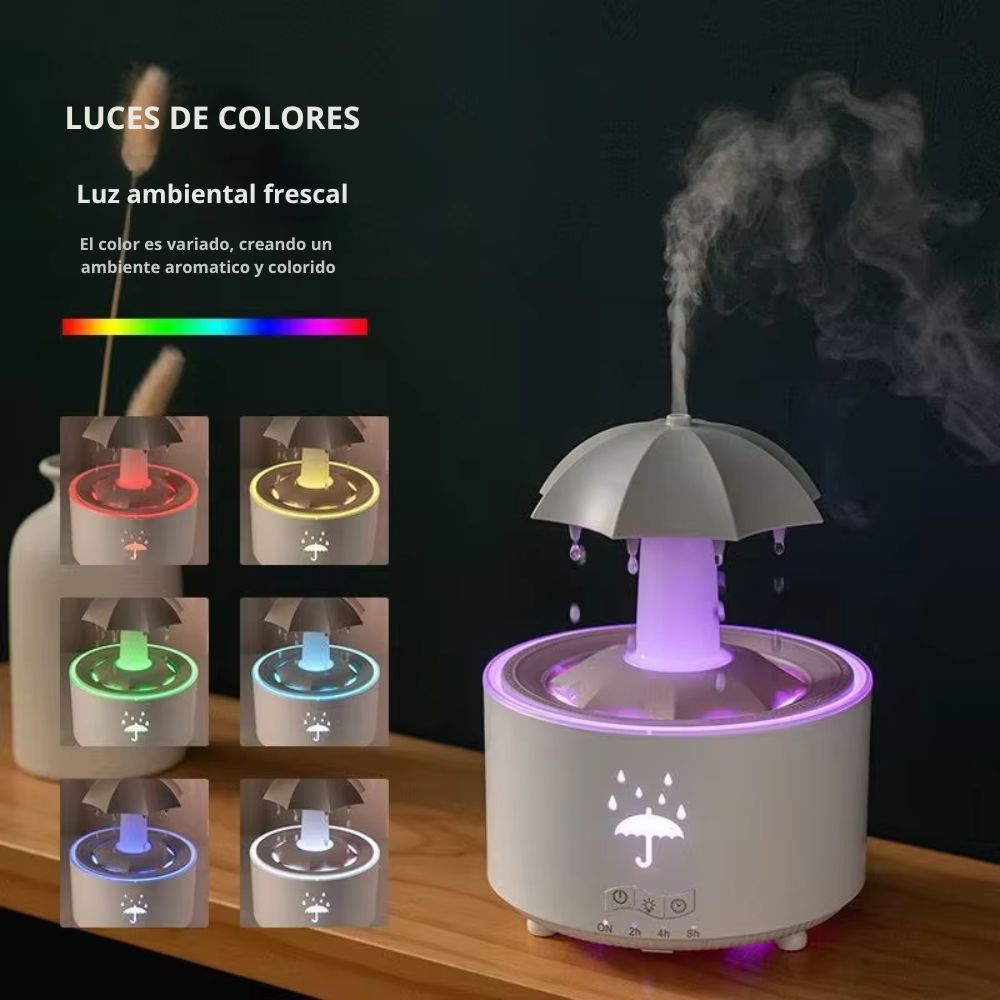 Humidificador Difusor Tipo Paraguas con Luces LED y Control Remoto