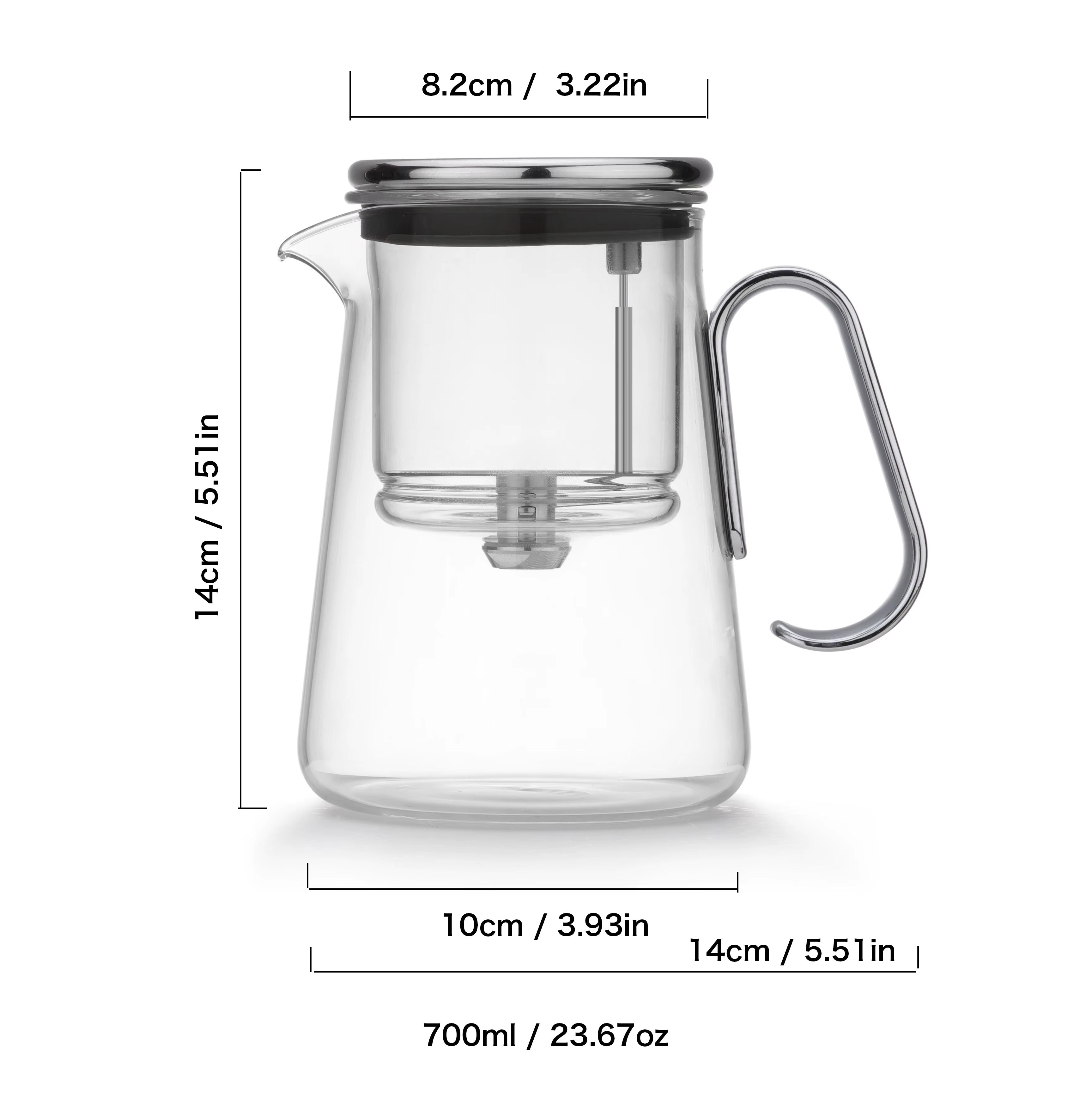 Tetera de vidrio con infusor integrado