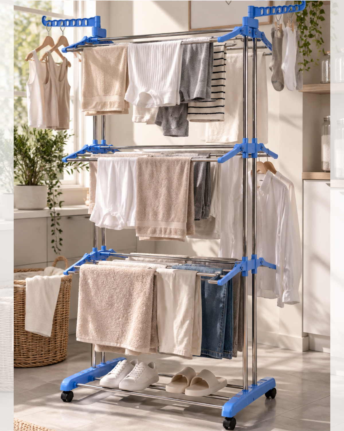 Tendedero Multiusos Plegable con Ruedas