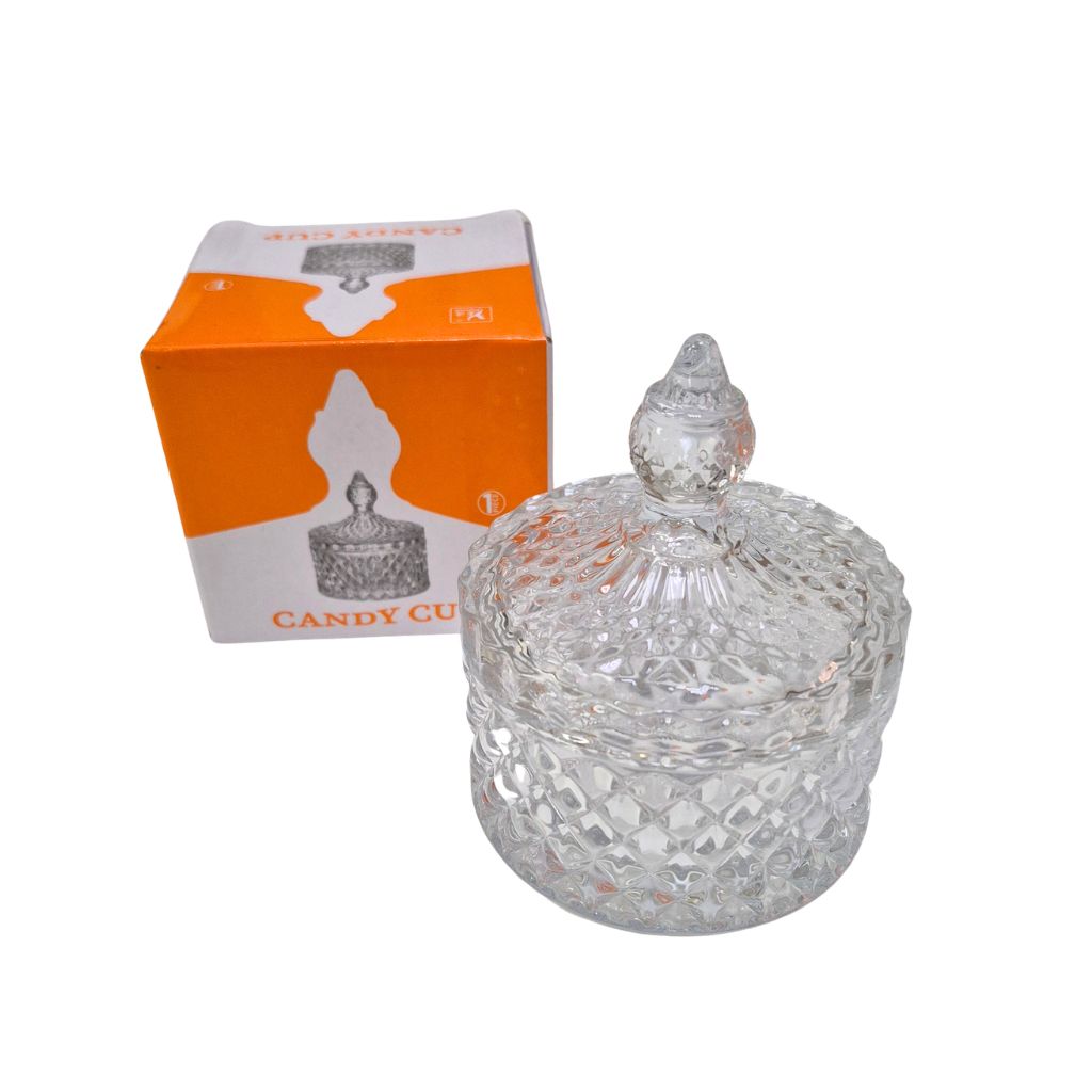 Bombonera de cristal con tapa- tamaño medio