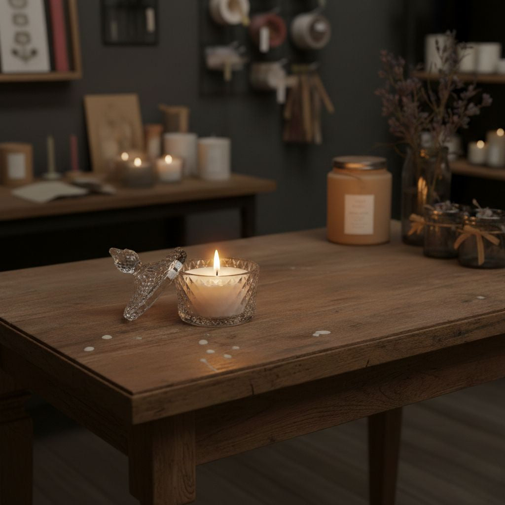 Bombonera de cristal con tapa- tamaño medio