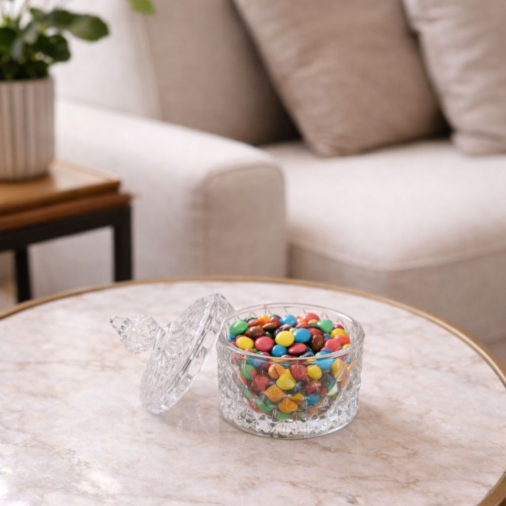 Bombonera de cristal con tapa- tamaño medio