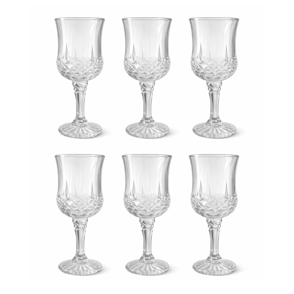 Set x6 Copas de Cristal Diseño Elegante Labrado