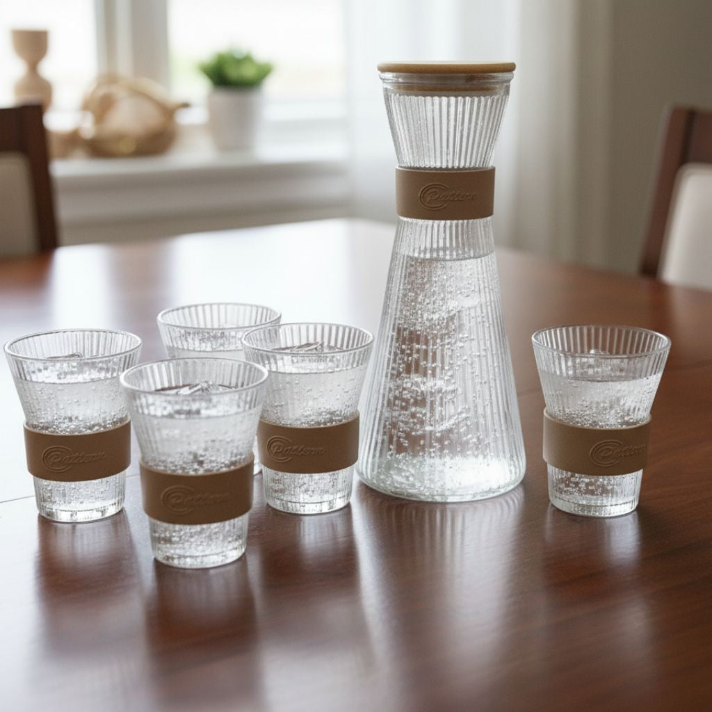 Set de jarra + 6 Vasos de vidrio