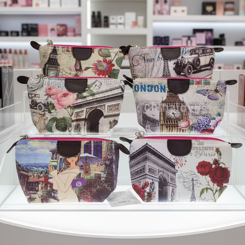 Cosmetiquera Vintage Urbana– Pack x6 Diseños