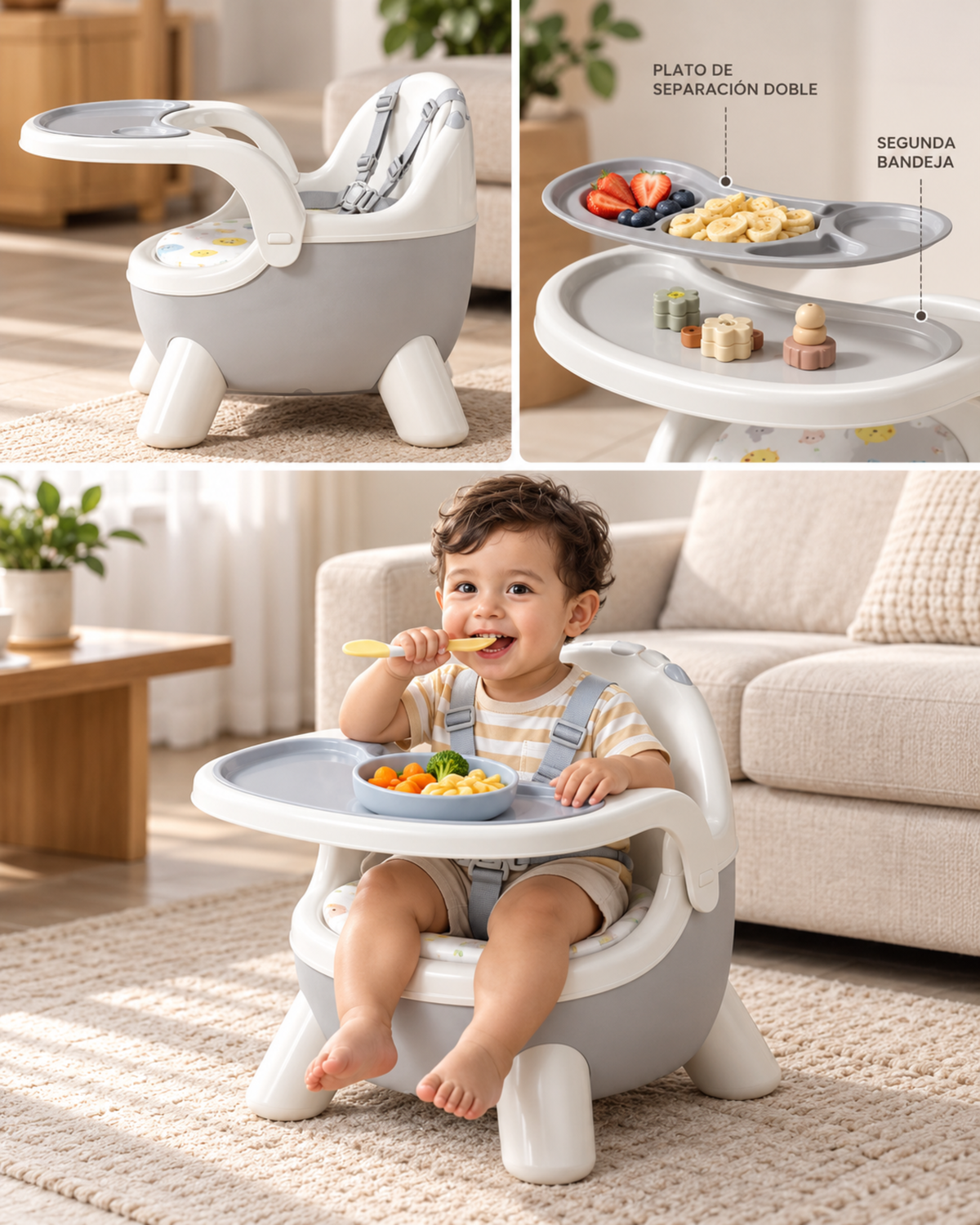 Silla Multifuncional para Bebé 2 en 1 con Bandeja Desmontable