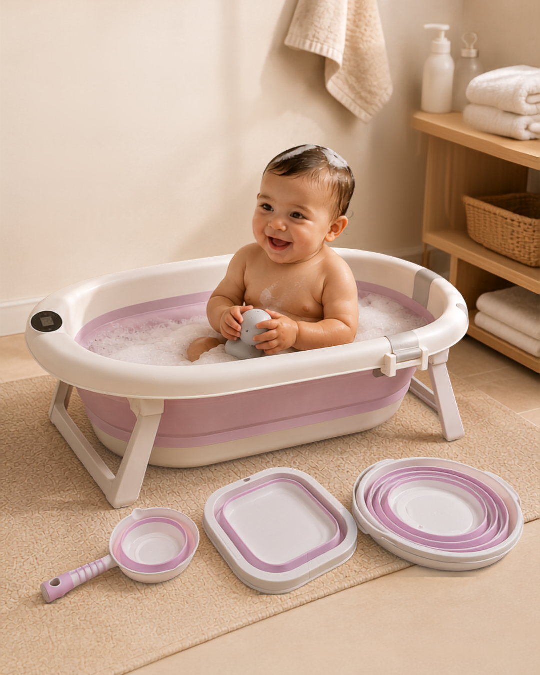 Bañera Plegable para Bebé 5 en 1 con medidor de temperatura
