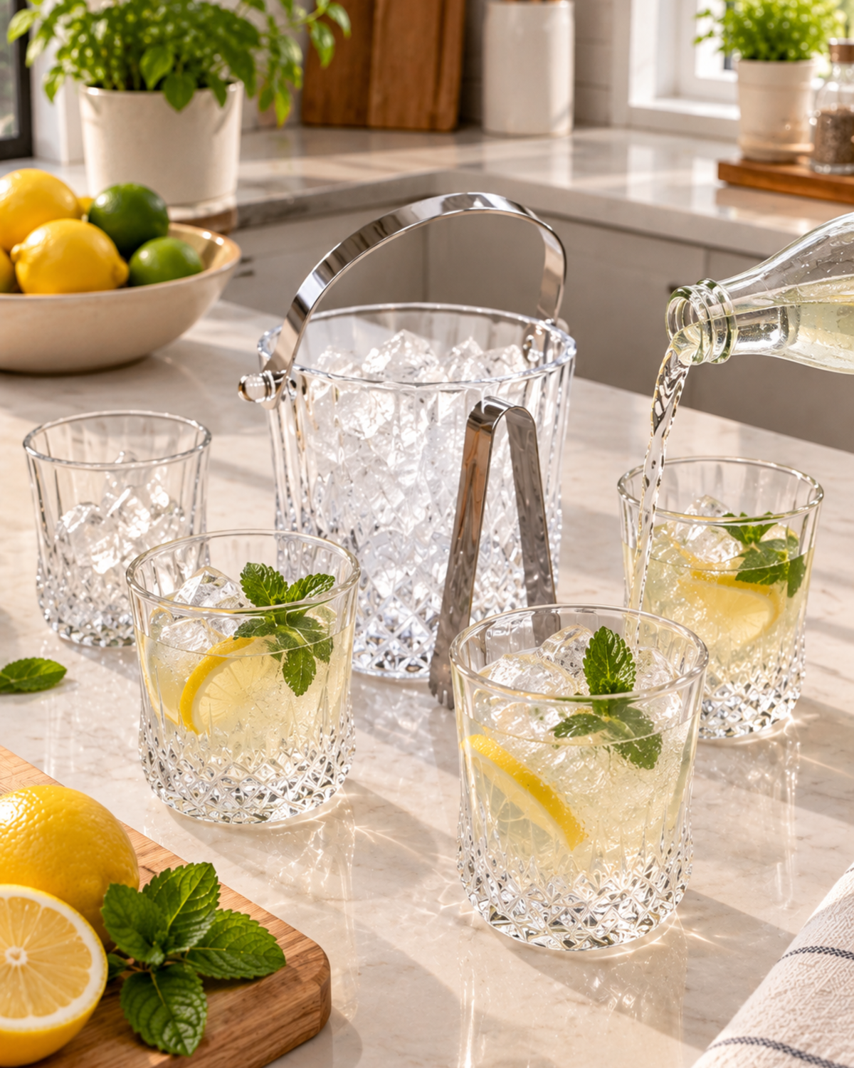 Set Hielera + 4 Vasos de Vidrio