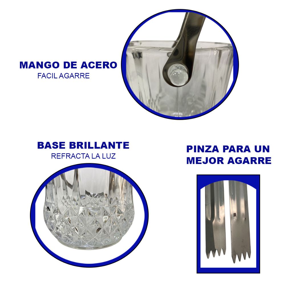Hielera Mediana De Vidrio Con Pinza Y Manijas