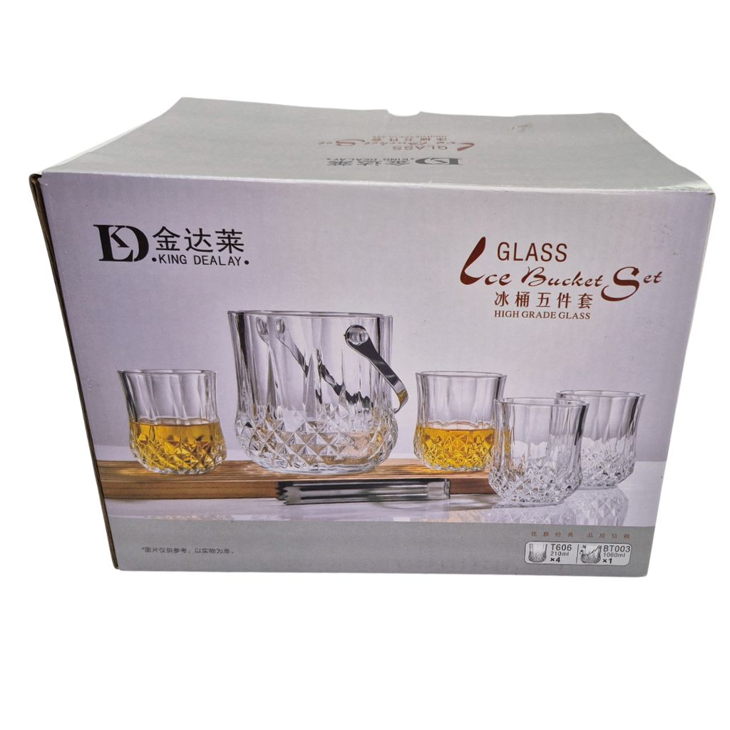 Set Hielera + 4 Vasos de Vidrio