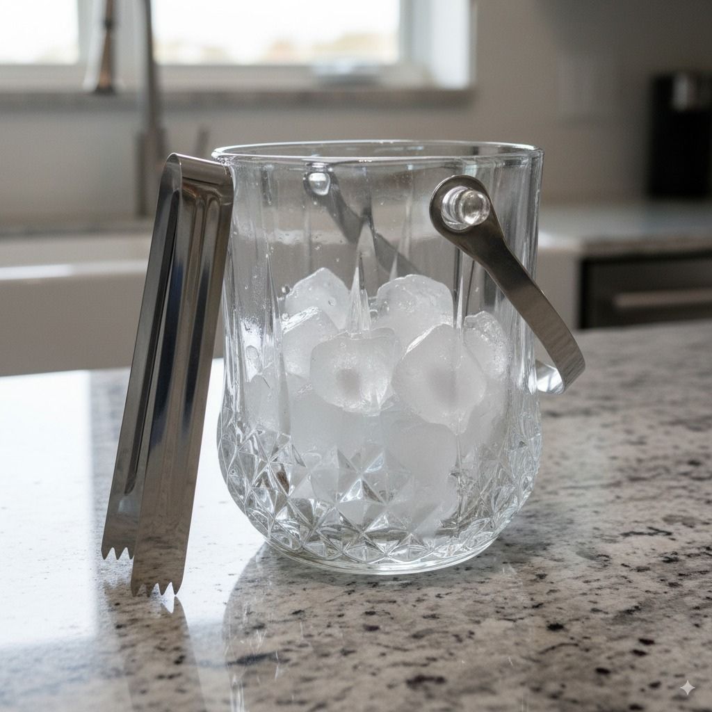 Hielera Mediana De Vidrio Con Pinza Y Manijas