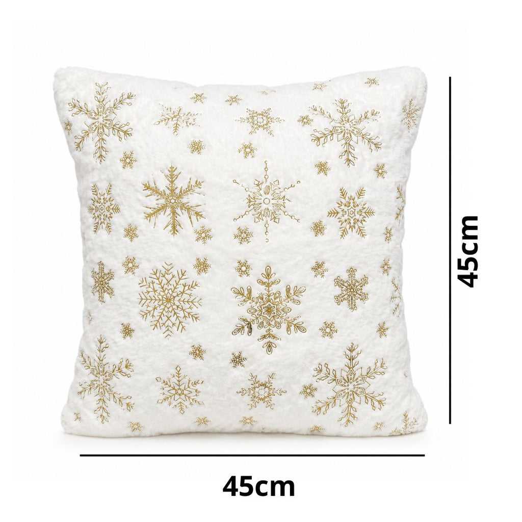 Set X3 Fundas Navideñas Para Cojin Copos Dorados