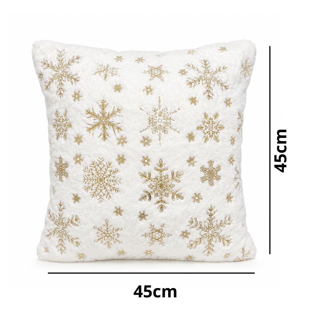 Set X3 Fundas Navideñas Para Cojin Copos Dorados