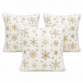 Set X3 Fundas Navideñas Para Cojin Copos Dorados