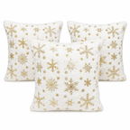 Set X3 Fundas Navideñas Para Cojin Copos Dorados