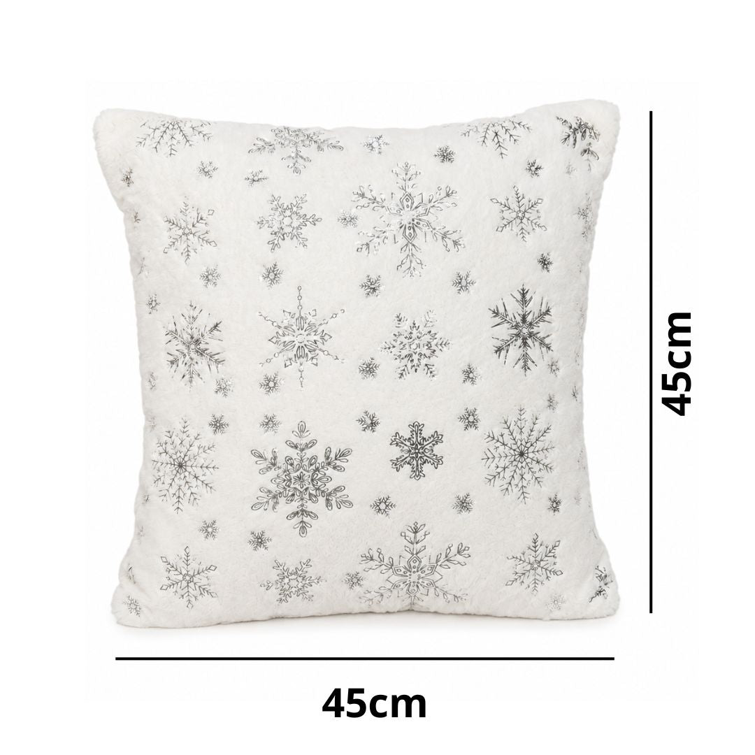 Set X3 Fundas Navideñas Para Cojin Copos Plateados