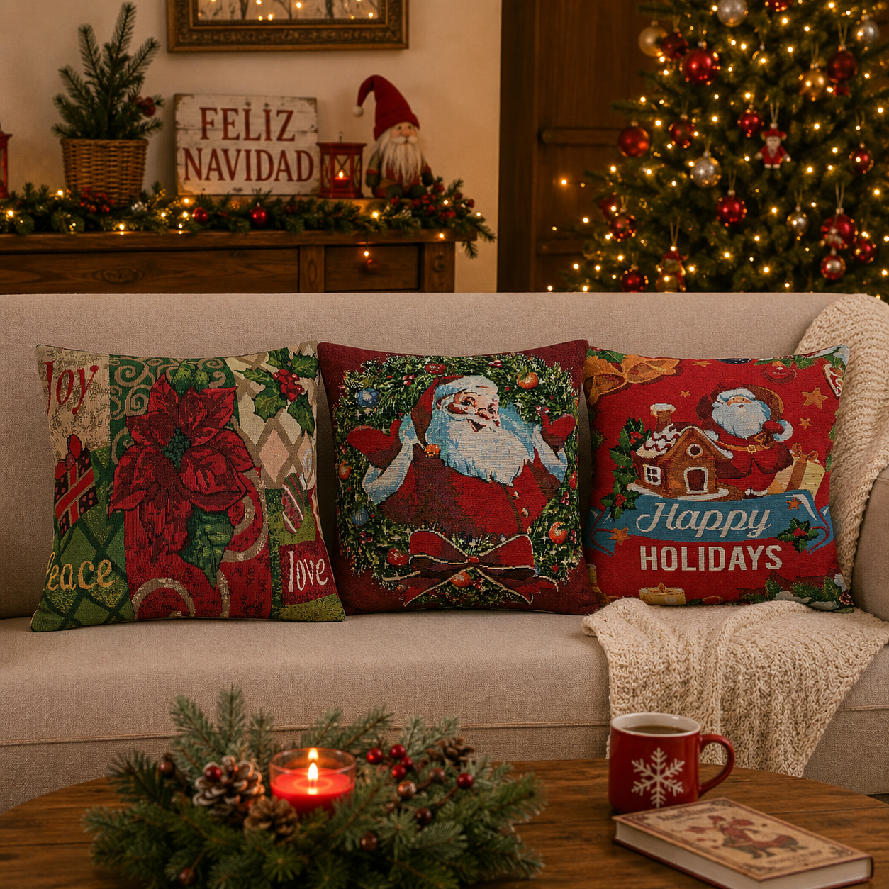 Set X3 Fundas Navideñas rojas 4546R