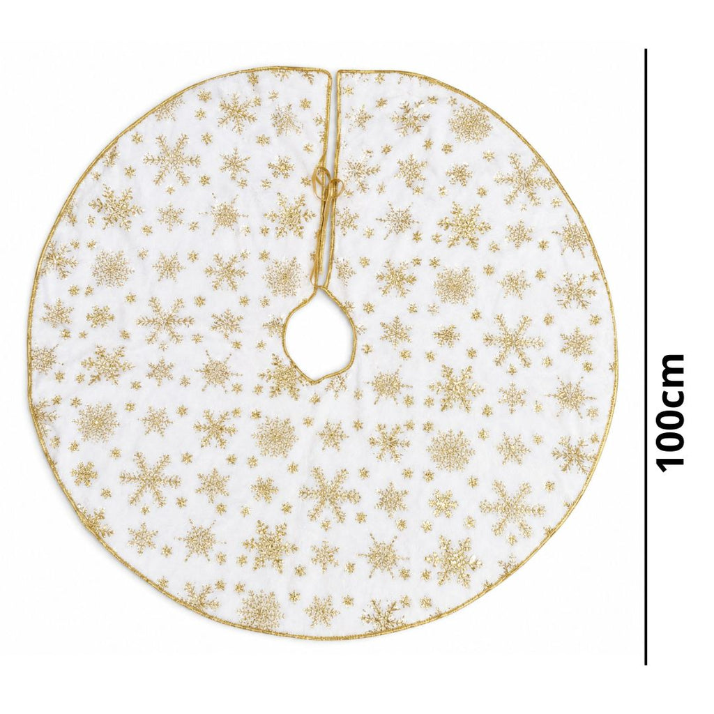 Tapete para Árbol de Navidad – Copos Dorados