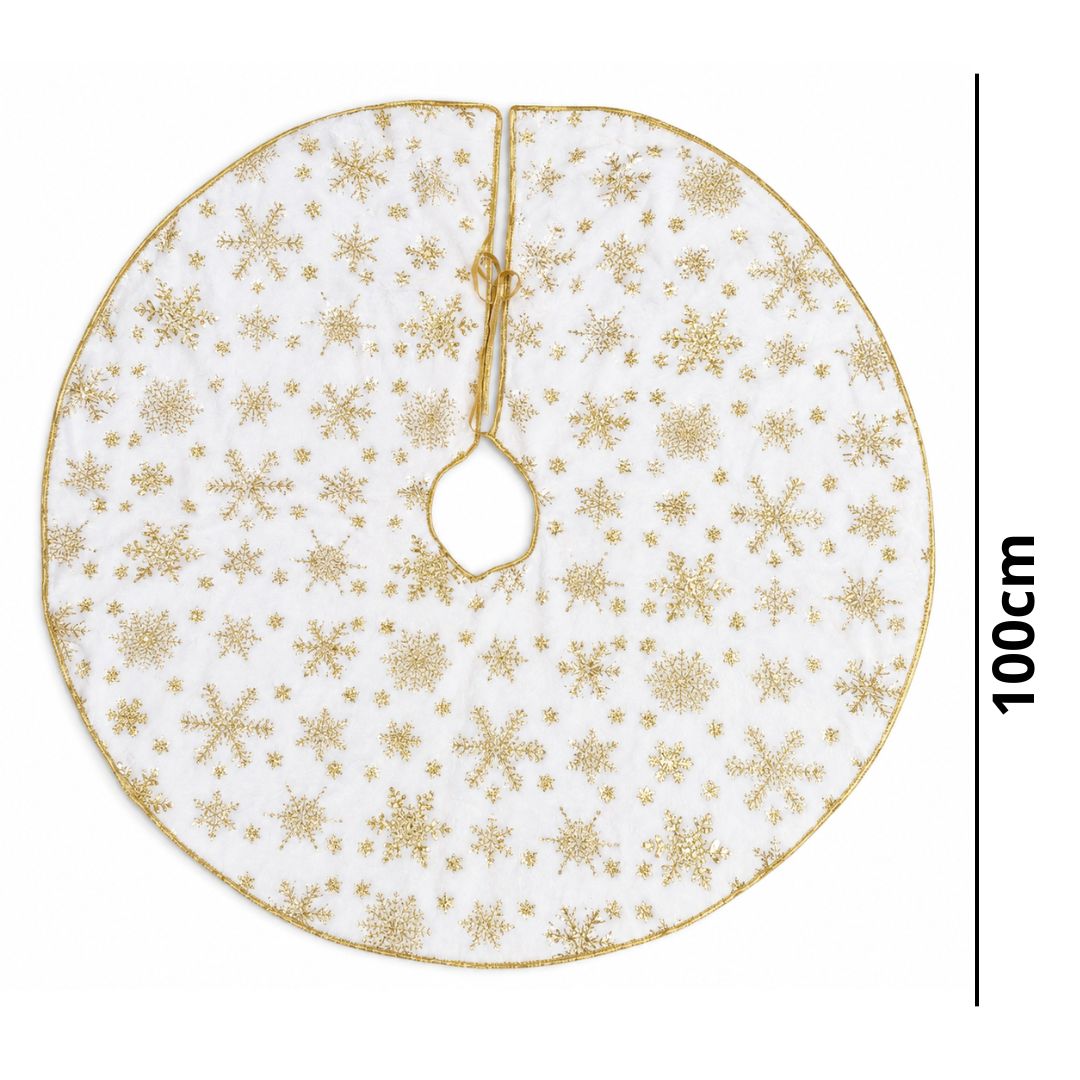 Tapete para Árbol de Navidad – Copos Dorados