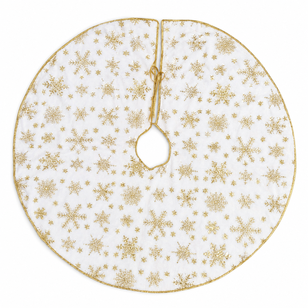 Tapete para Árbol de Navidad – Copos Dorados