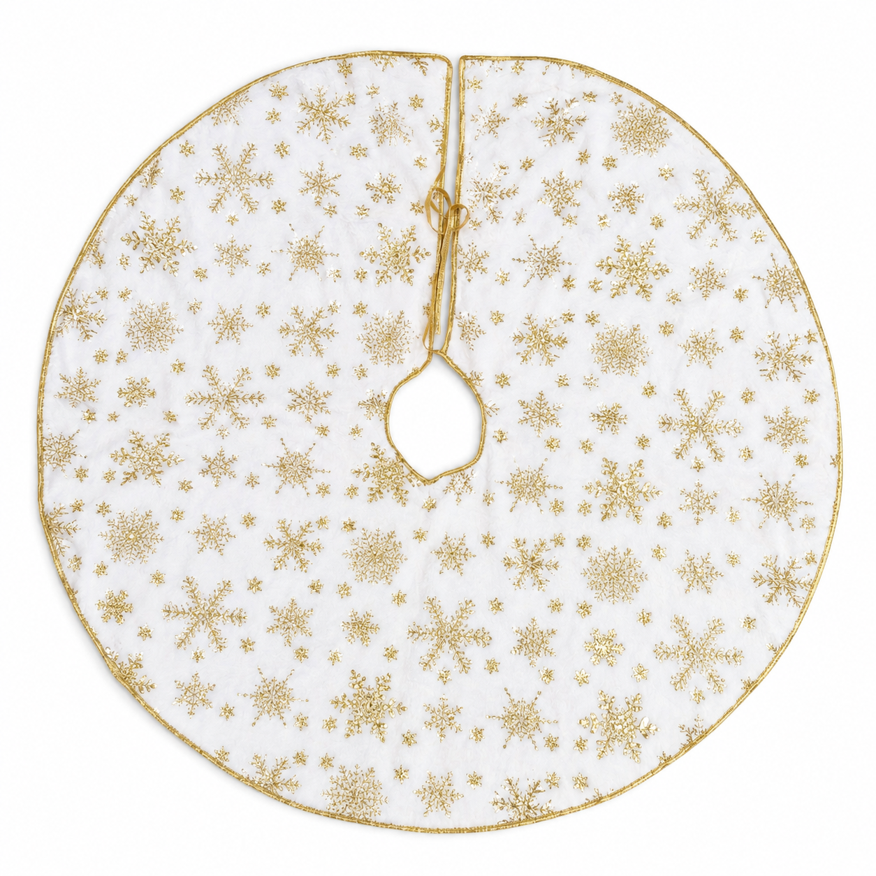 Tapete para Árbol de Navidad – Copos Dorados