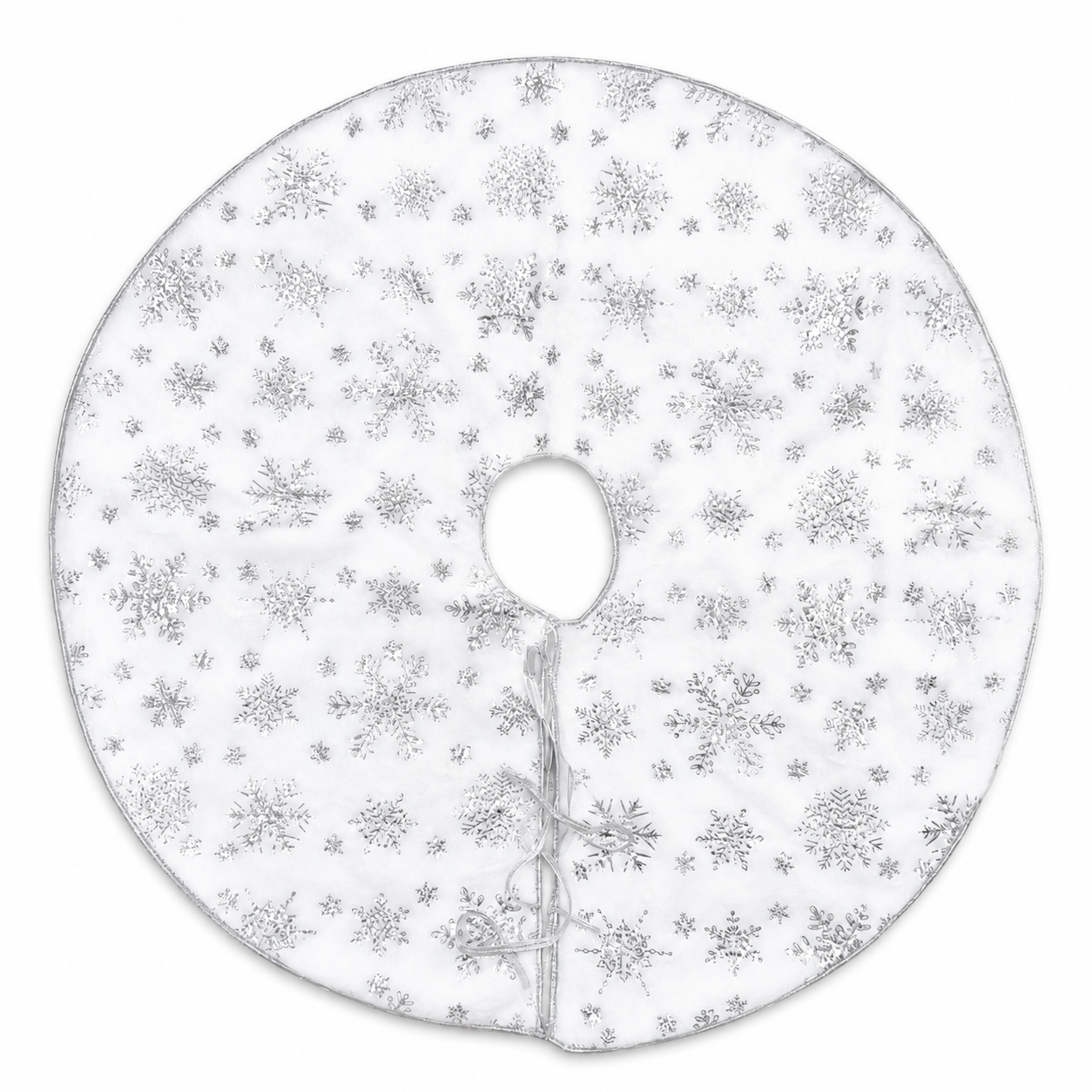 Tapete para Árbol de Navidad – Copos Plateados