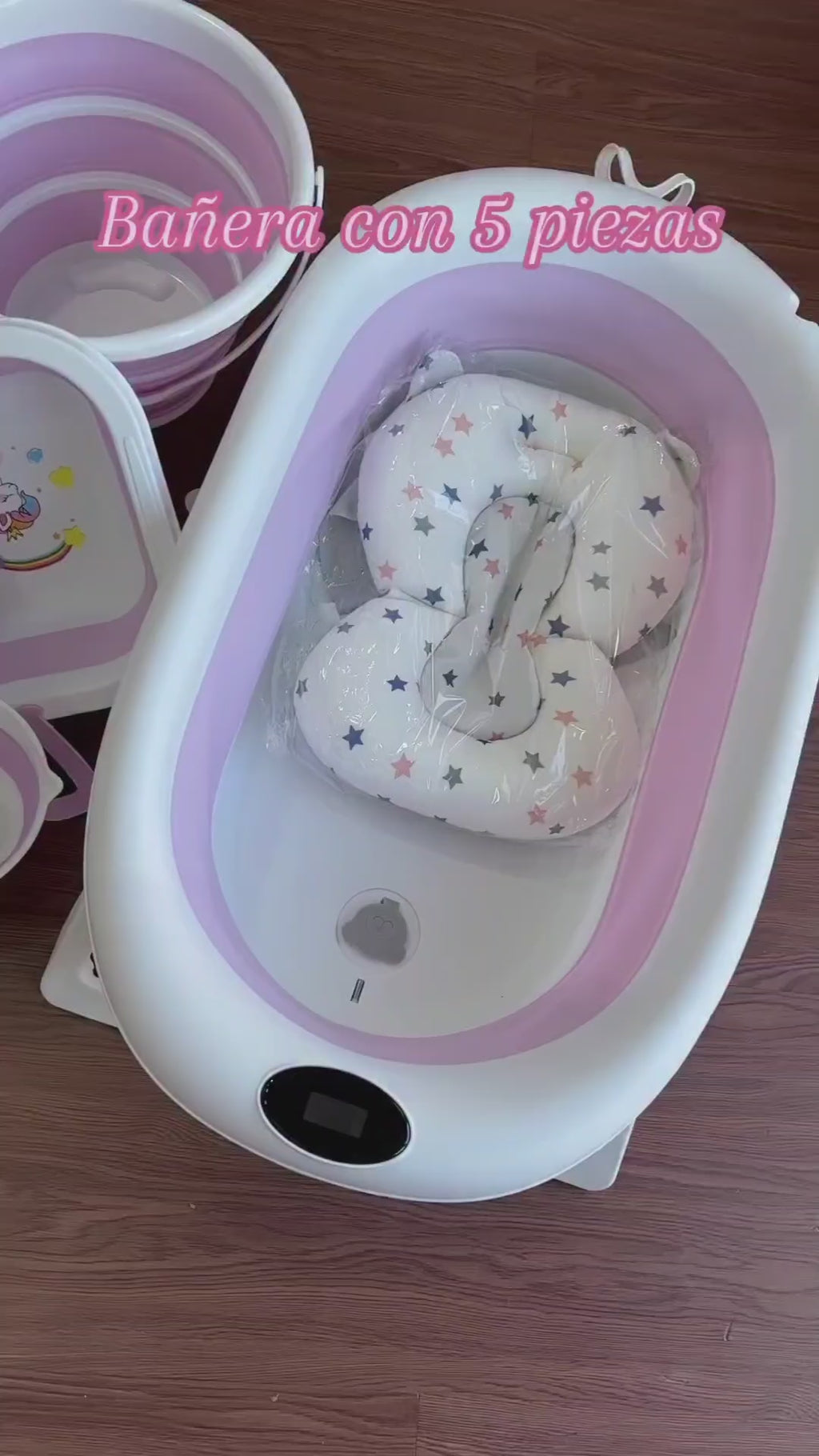Bañera Plegable para Bebé 5 en 1 con medidor de temperatura