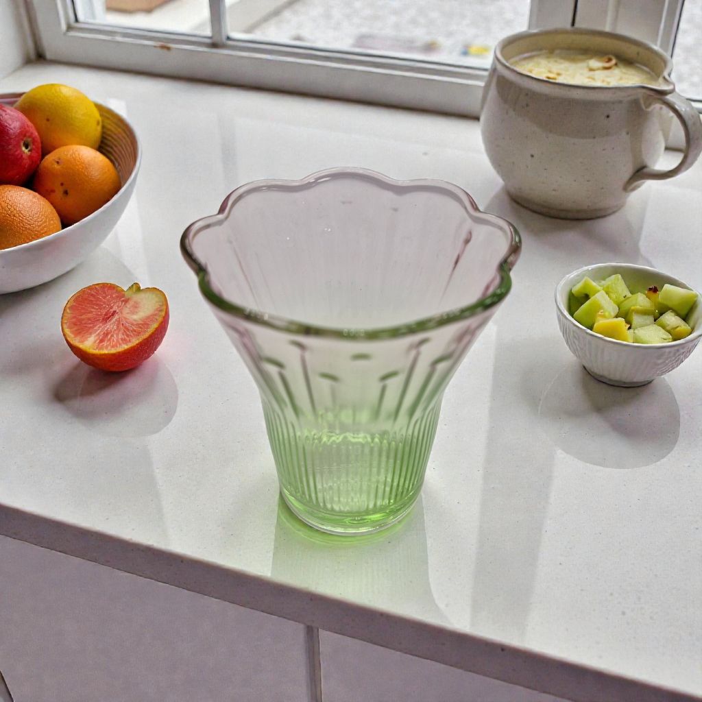 Set de Vaso y  bowls vintage verde
