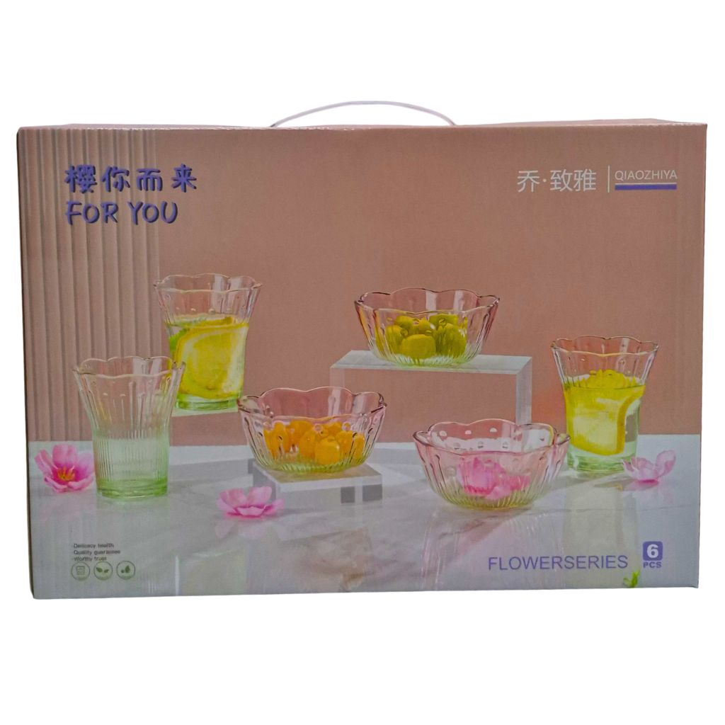 Set de Vaso y  bowls vintage verde