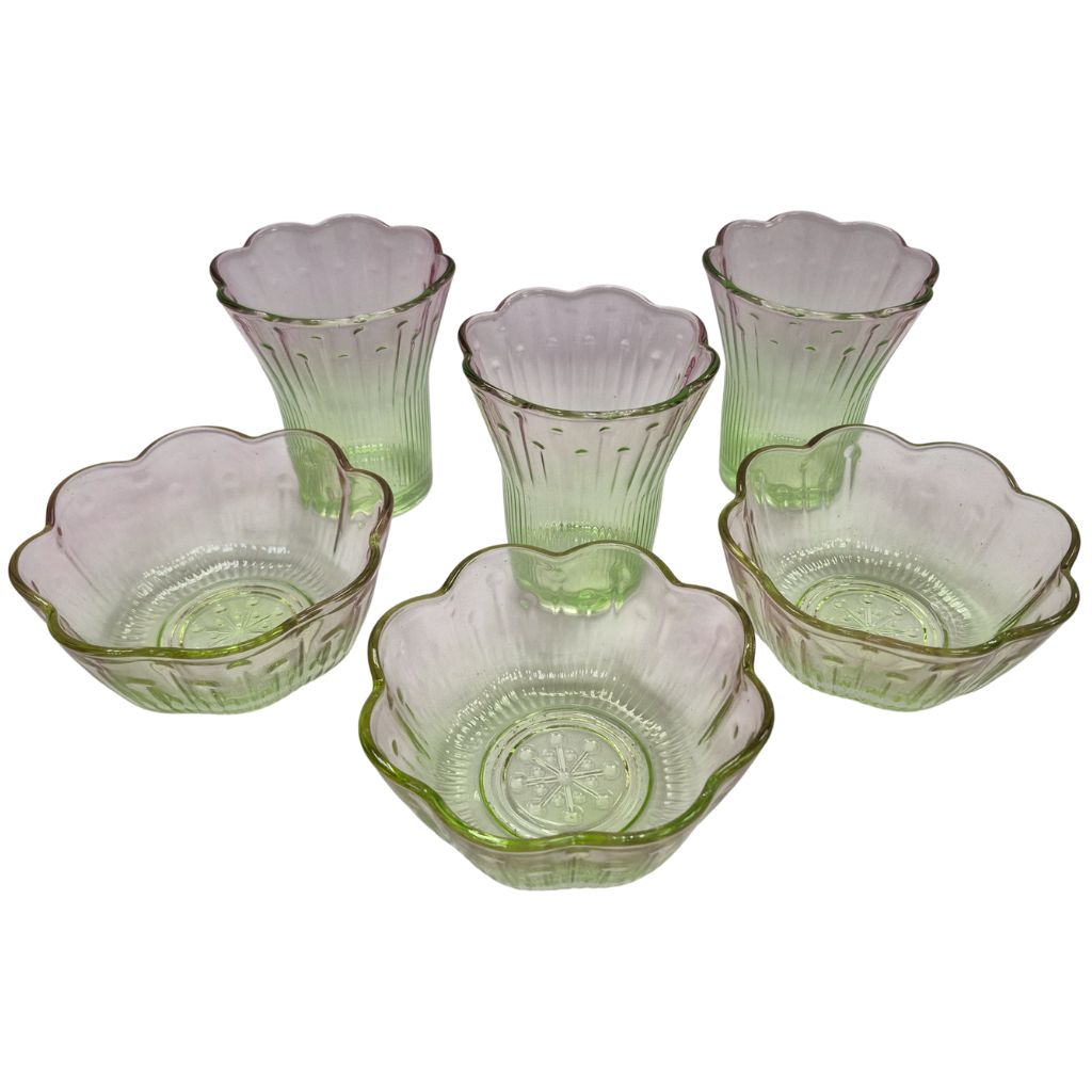 Set de Vaso y  bowls vintage verde